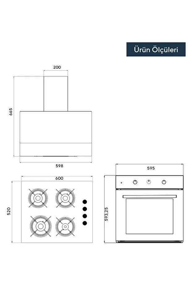 Dizayn Siyah Cam Ankastre Set
